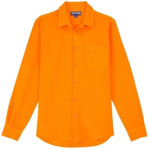 Vilebrequin, Heren, Overhemden, Oranje, Maat: L Linnen,