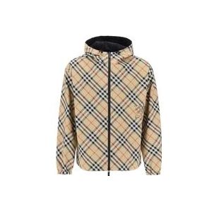 Burberry Omkeerbare Check Hooded Windbreaker Jas , Beige , Heren , Maat: M