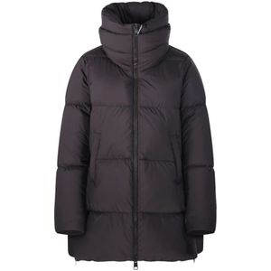 Herno, Dames, Mantels, Zwart, Maat: M Leer,