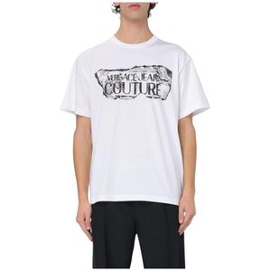 Versace Jeans Couture, Heren, Tops, Wit, Maat: 2XL Jersey,