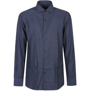 Barba Napoli, Heren, Overhemden, Blauw, Maat: 2XS