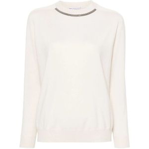 Brunello Cucinelli, Dames, Truien, Beige, Maat: M Wol,