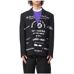 Msgm, Heren, Jassen, Zwart, Maat: XL Leer,