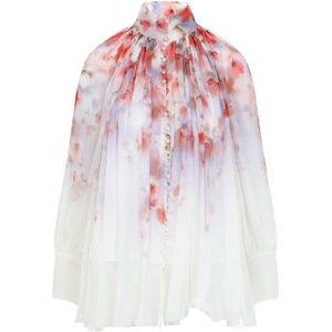 Zimmermann - Floral Crush Smock Blouse - Veelkleurig - Witte Viscose