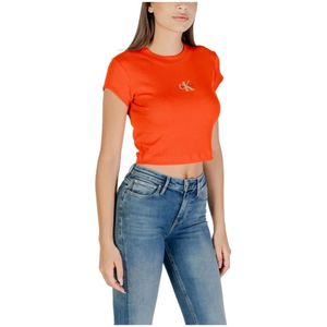 Calvin Klein Jeans, Dames, Tops, Rood, Maat: XS Katoen,