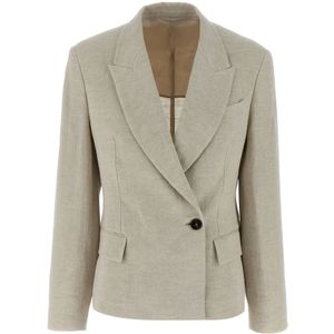 Brunello Cucinelli, Dames, Jassen, Beige, Maat: 3XS Linnen,