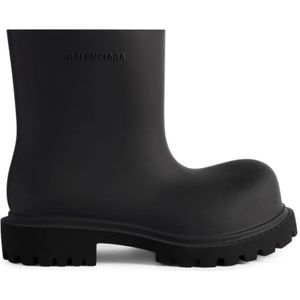 Balenciaga Zwarte Enkellaarzen met Logo , Black , Heren , Maat: 39 EU