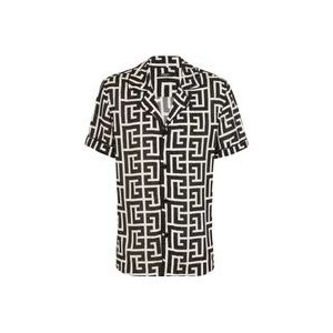 Balmain Kortemouw PB Labyrinth pyjama shirt , Black , Heren , Maat: 3XL
