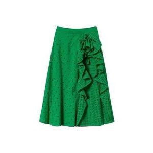 Twinset Lange rok met ruches , Green , Dames , Maat: S