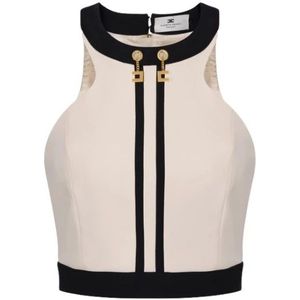 Elisabetta Franchi, Dames, Tops, Beige, Maat: L