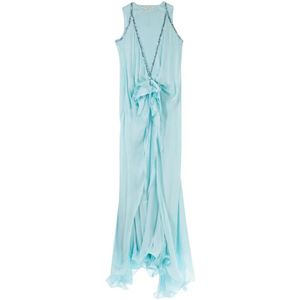 Genny, Dames, Jurken, Blauw, Maat: S Chiffon,