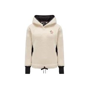 Moncler Witte Hoodie met Stretch Fleece en Hoodie , White , Dames , Maat: XS