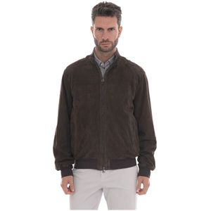 Canali, Heren, Jassen, Bruin, Maat: L Leer,