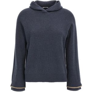 Brunello Cucinelli, Dames, Sweatshirts & Hoodies, Blauw, Maat: M Zijde,