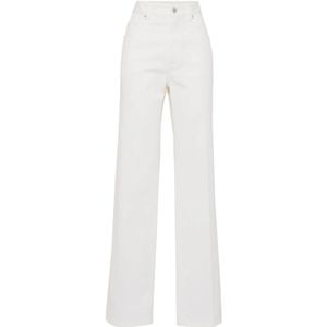 Brunello Cucinelli, Dames, Broeken, Wit, Maat: S Katoen,