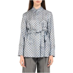 Max Mara Studio, Dames, Blouses & Shirts, Blauw, Maat: L Zijde,