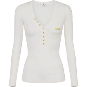Elisabetta Franchi - Ivoor Trui - Elegant - Zijde Mix - Dames
