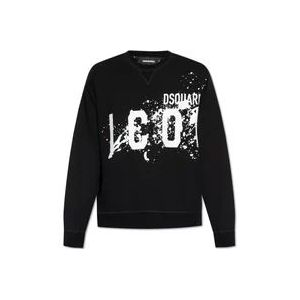 Dsquared2 Bedrukte sweatshirt , Black , Heren , Maat: L