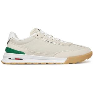 Tommy Hilfiger - Sneakers - Beige - Suède - Vetersluiting - Logo met Patch