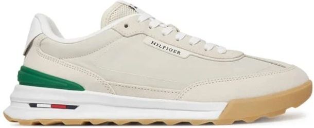 Tommy Hilfiger - Sneakers - Beige - Suède - Vetersluiting - Logo met Patch