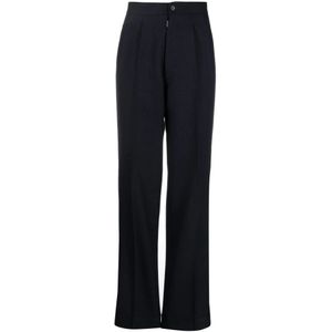 Maison Margiela, Dames, Broeken, Blauw, Maat: 2XS Wol,