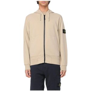 Stone Island, Heren, Sweatshirts & Hoodies, Beige, Maat: S Katoen,