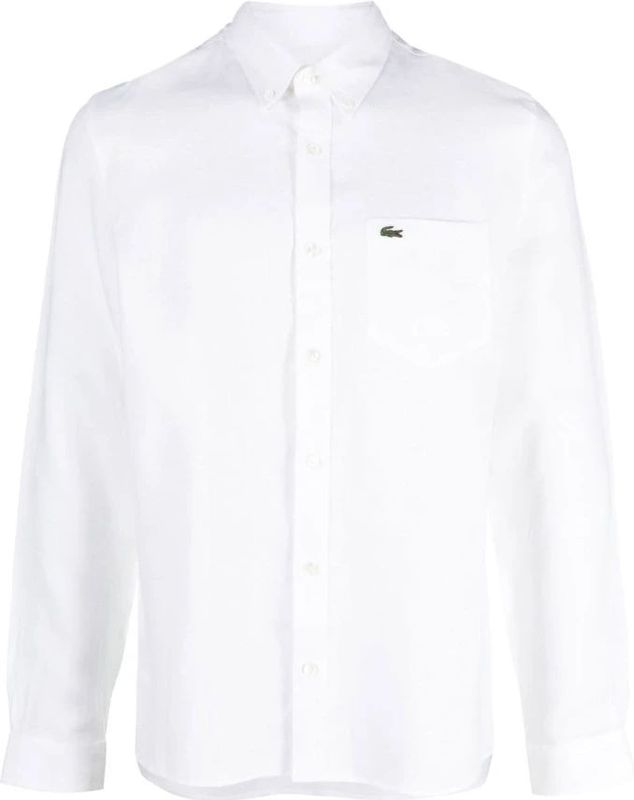 Lacoste, Heren, Overhemden, Wit, Maat: L Linnen,