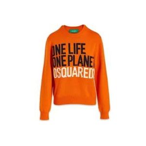 Dsquared2 Ronde Hals Gebreide Kleding , Orange , Dames , Maat: XS