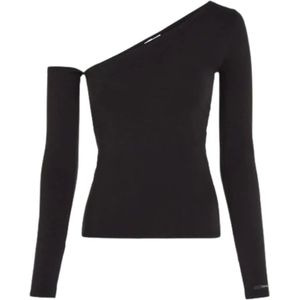 Calvin Klein, Dames, Tops, Zwart, Maat: M Katoen,