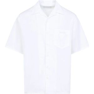 Prada, Heren, Overhemden, Wit, Maat: S Katoen,