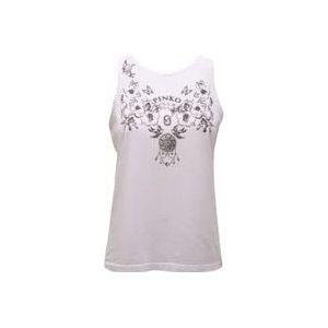 Pinko Witte mouwloze T-shirt voor vrouwen , White , Dames , Maat: S