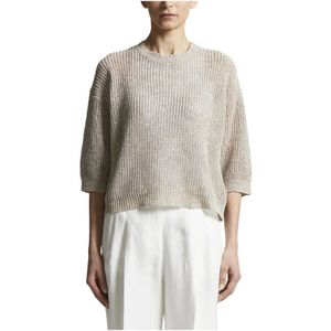 Peserico, Dames, Truien, Beige, Maat: 2XS Linnen,