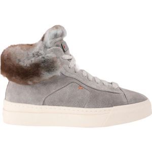 Santoni Hoge Top Suède Sneakers , Gray , Dames , Maat: 40 EU