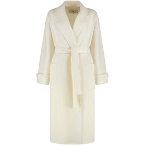 Elisabetta Franchi, Dames, Mantels, Wit, Maat: M Wol,