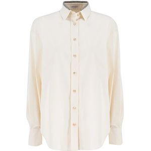Brunello Cucinelli, Dames, Blouses & Shirts, Beige, Maat: M Katoen,