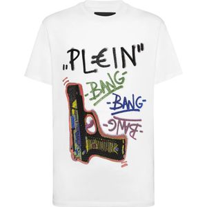 Philipp Plein, Heren, Tops, Wit, Maat: L Katoen,