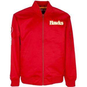 Mitchell & Ness, Heren, Jassen, Rood, Maat: L Satijn,