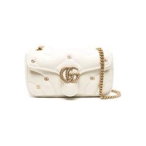 Gucci Witte GG Marmont Schoudertas , White , Dames , Maat: ONE Size