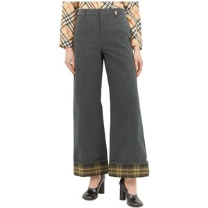 Burberry Geruite Manchet Broek , Gray , Dames , Maat: 2XS