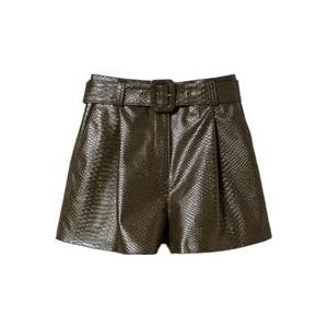 Twinset Shorts met slangenprint en ritssluiting en knoopsluiting , Green , Dames , Maat: M