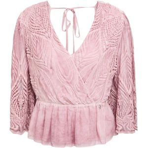 Guess, Dames, Blouses & Shirts, Roze, Maat: L Zijde,