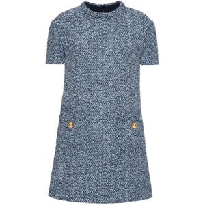 Valentino, Dames, Jurken, Blauw, Maat: XS Tweed,