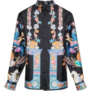 Versace, Heren, Overhemden, Veelkleurig, Maat: 2XL Zijde,