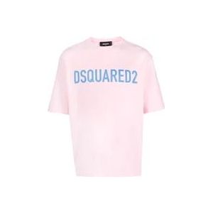 Roze T-shirts en Polos met Dsquared2 Logo , Pink , Heren , Maat: L