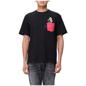 Karl Lagerfeld, Heren, Tops, Zwart, Maat: M Katoen,