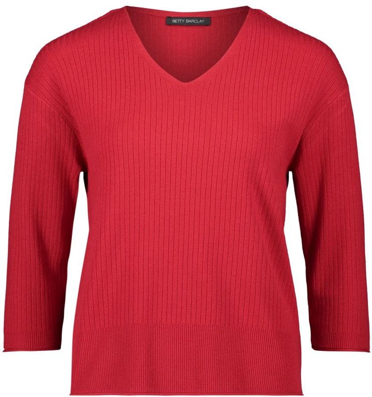 Betty Barclay - Fijngebreide Trui - Rood - Dames - V-hals