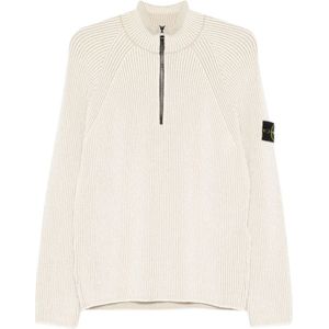 Stone Island - Mezza ZIP Vanise - Sweater - Wit