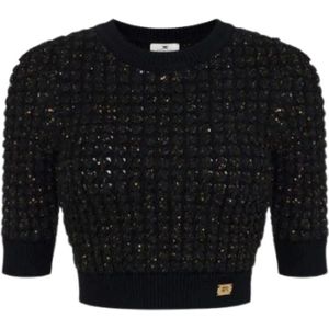 Elisabetta Franchi, Dames, Truien, Zwart, Maat: L