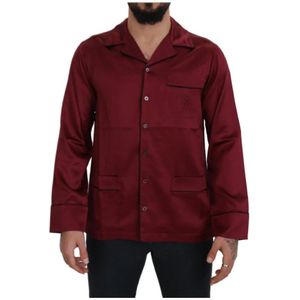 Dolce & Gabbana - Luxueuze Rode Zijden Nachthemd Pyjama - Heren