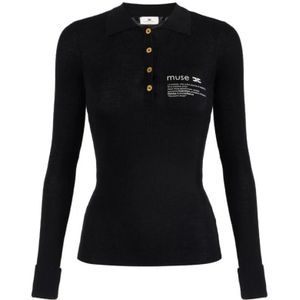 Elisabetta Franchi, Dames, Truien, Zwart, Maat: XS Wol,